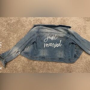 Just Married Denim Jacket with Button Closure